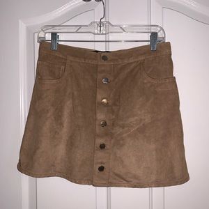 Faux Suede Tan A-line Mini Skirt